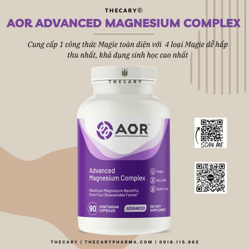 Viên uống bổ sung Magie - AOR Advanced Magnesium Complex 90 viên - Canada